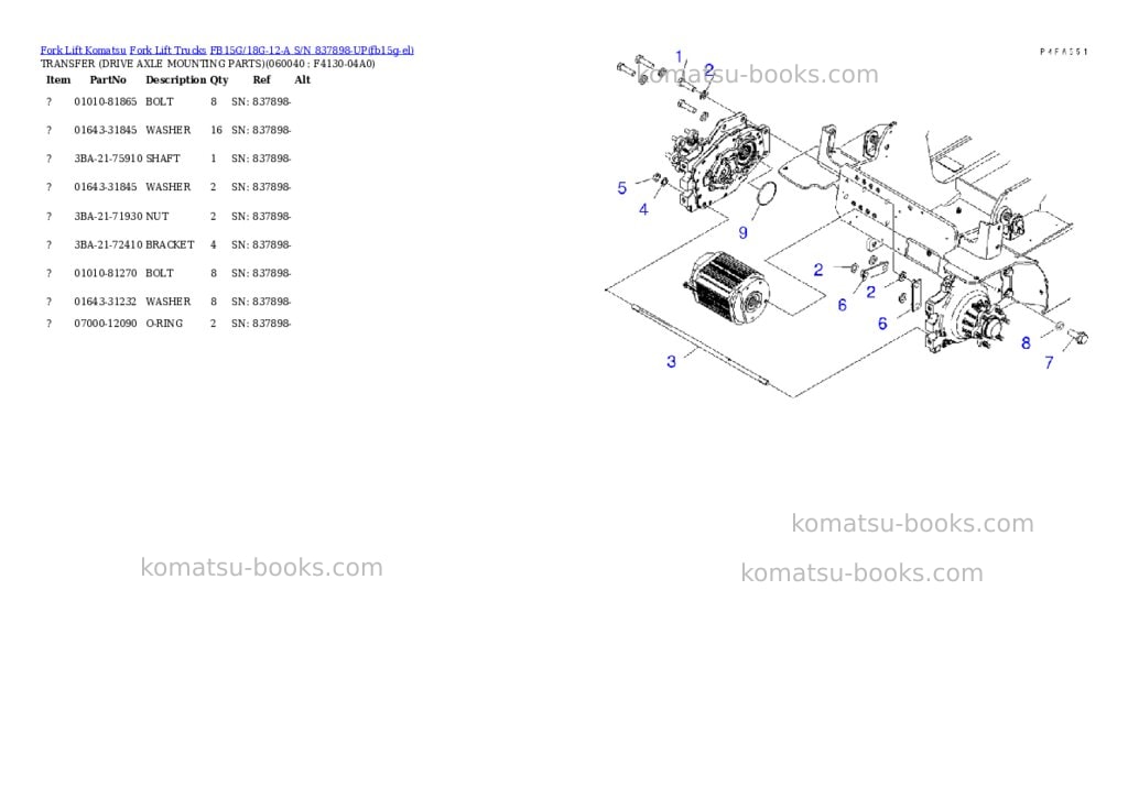Komatsu fb15g/18g-12-a s/n 837898-up Parts catalog cover Page 6