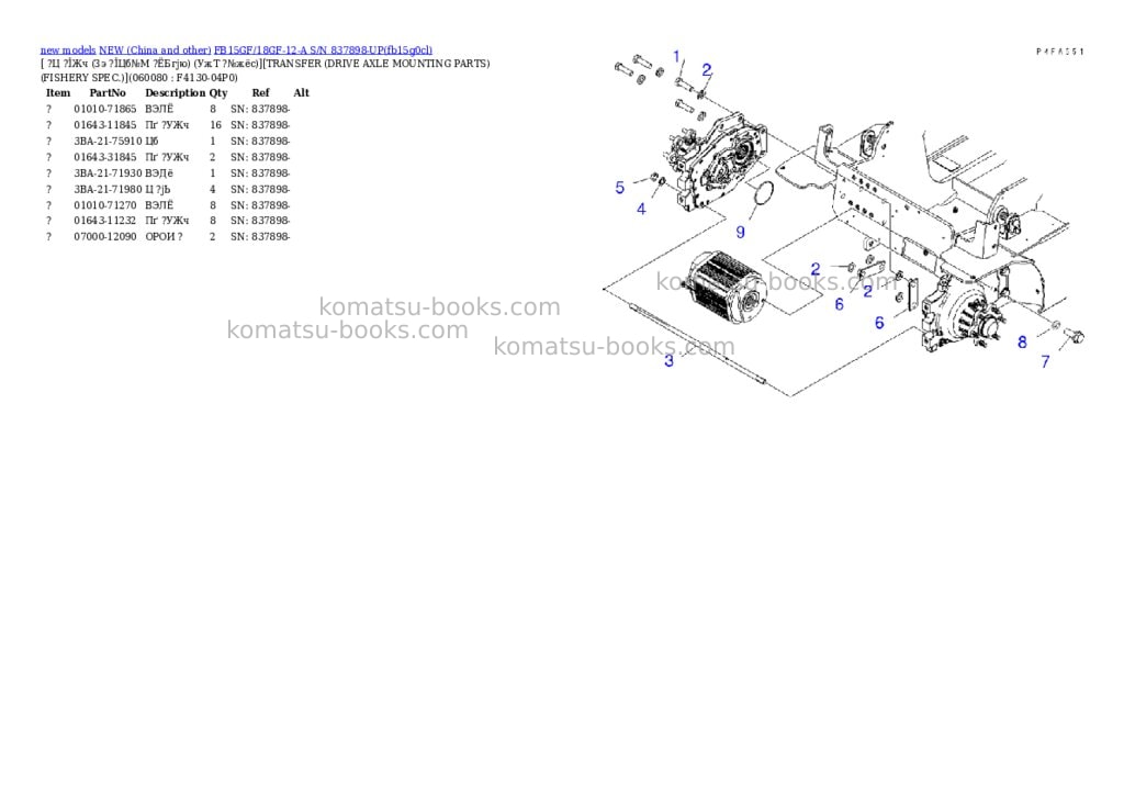 Komatsu fb15gf/18gf-12-a s/n 837898-up Parts catalog cover Page 10