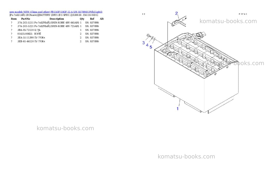 Komatsu fb15gf/18gf-12-a s/n 837898-up Parts catalog cover Page 2