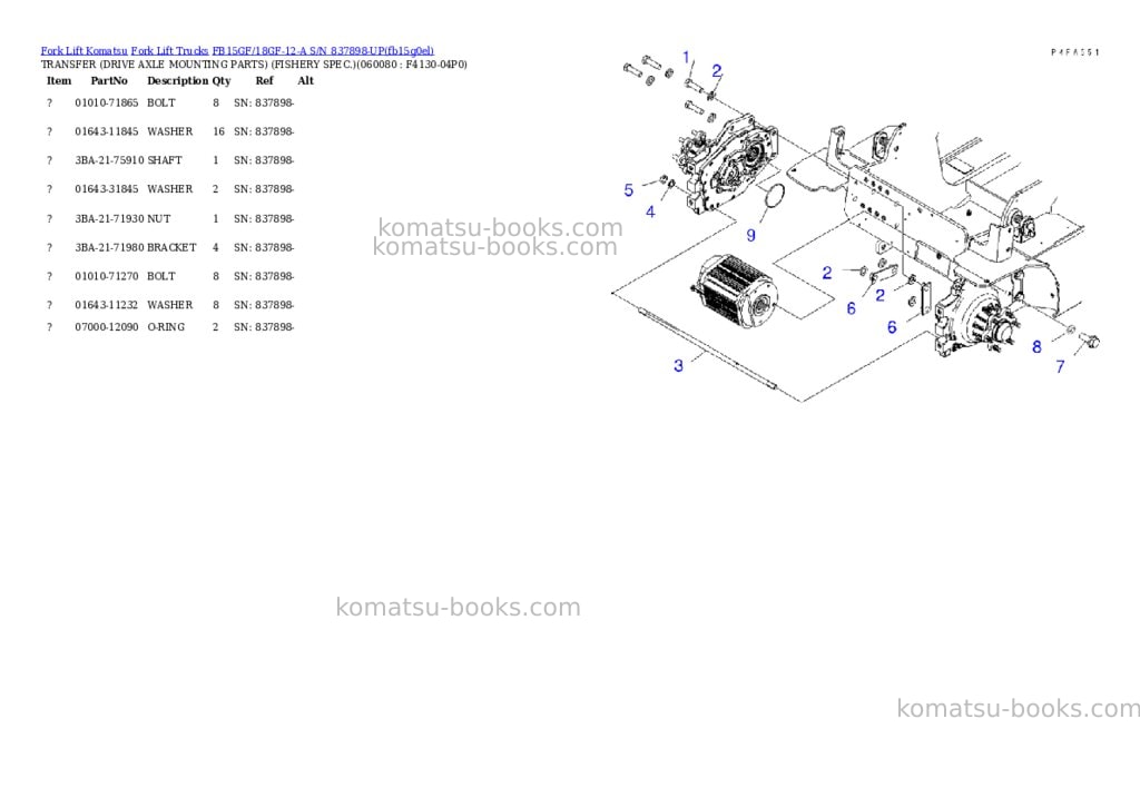 Komatsu FB15GF/18GF-12-A S/N 837898-UP Parts catalog cover Page 10