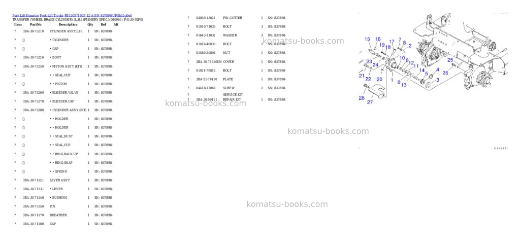 Komatsu FB15GF/18GF-12-A S/N 837898-UP Parts catalog cover Page 6