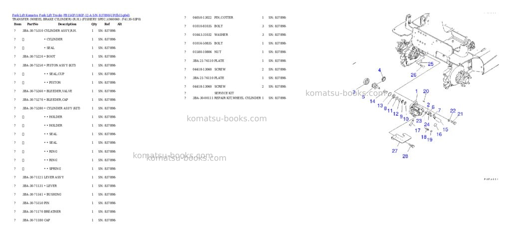 Komatsu FB15GF/18GF-12-A S/N 837898-UP Parts catalog cover Page 8