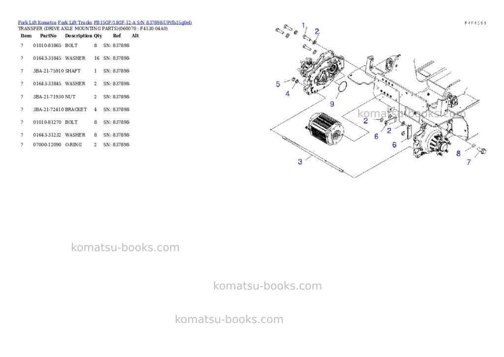 Komatsu FB15GF/18GF-12-A S/N 837898-UP Parts catalog cover Page 9
