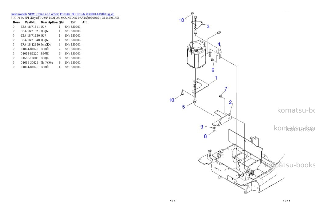 Komatsu fb15g/18g-12 s/n 830001-up Parts catalog cover Page 9 Komatsu fb15g/18g-12 s/n 830001-up Parts catalog cover Page 9