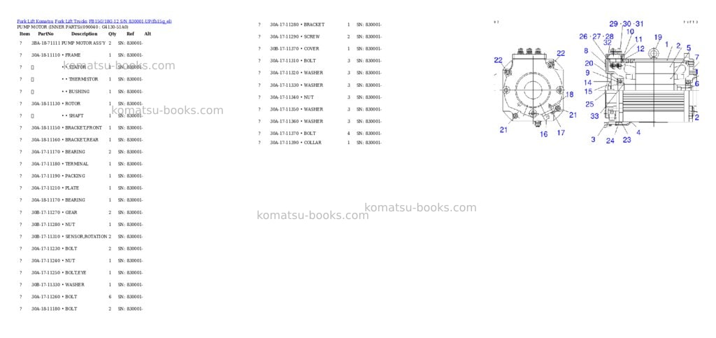 Komatsu FB15G/18G-12 S/N 830001-UP Parts catalog cover Page 8 Komatsu FB15G/18G-12 S/N 830001-UP Parts catalog cover Page 8