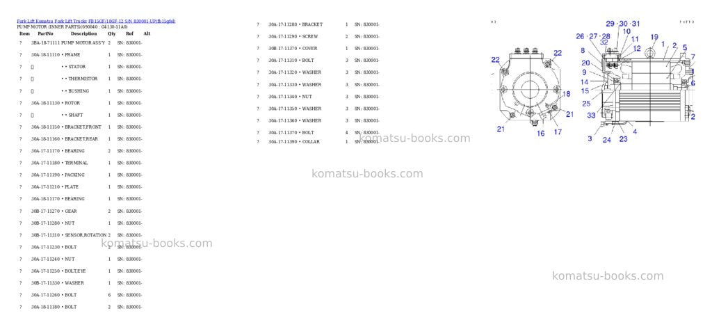 Komatsu FB15GF/18GF-12 S/N 830001-UP Parts catalog cover Page 10 Komatsu FB15GF/18GF-12 S/N 830001-UP Parts catalog cover Page 10