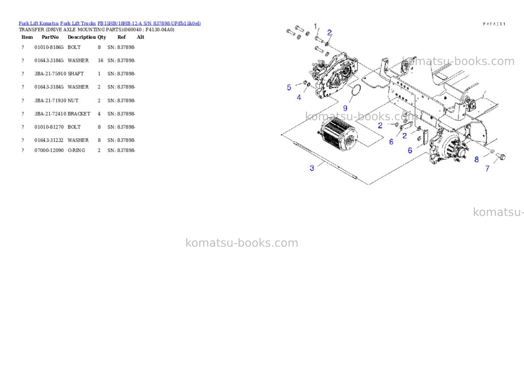 Komatsu fb15hb/18hb-12-a s/n 837898-up Parts catalog cover Page 6