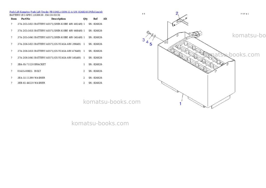 Komatsu FB15M(L)/18M-12-A S/N 826828-UP Parts catalog cover Page 2