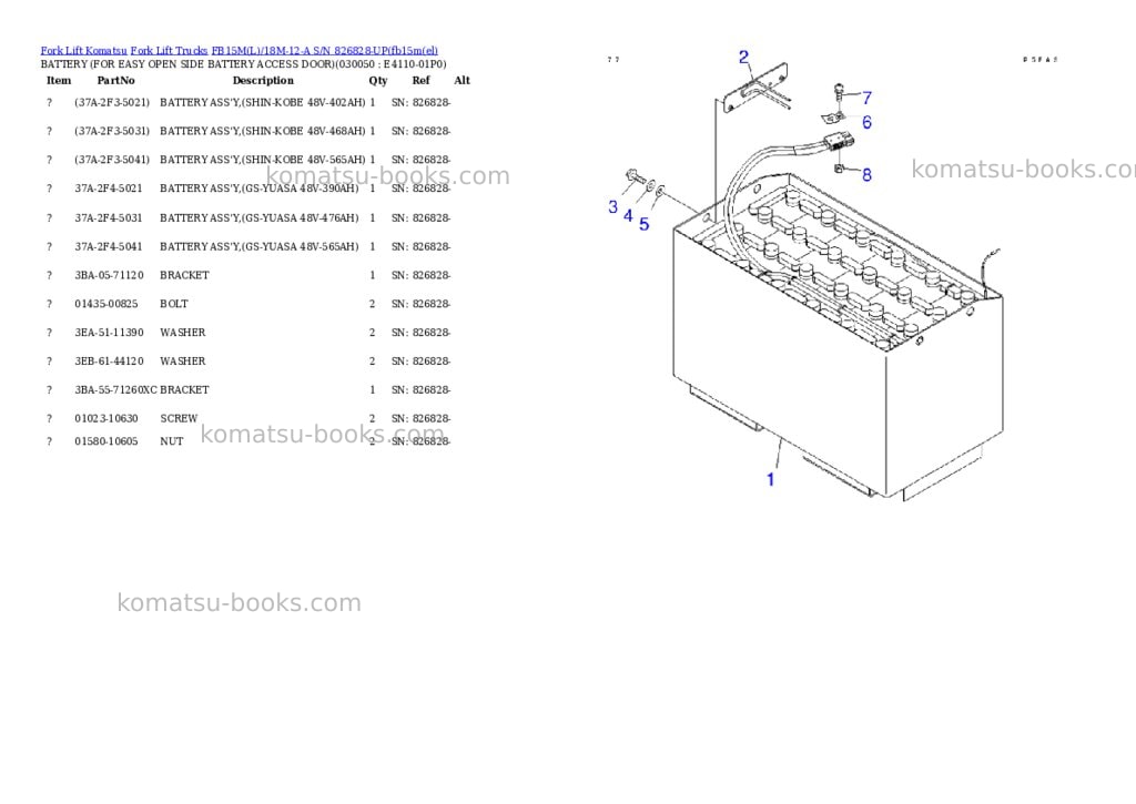 Komatsu FB15M(L)/18M-12-A S/N 826828-UP Parts catalog cover Page 4