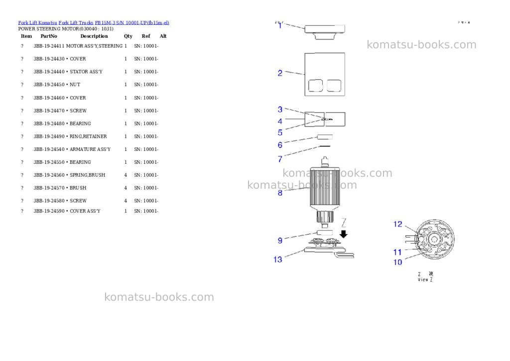 Komatsu fb15m-3 s/n 10001-up Parts catalog cover Page 3 Komatsu fb15m-3 s/n 10001-up Parts catalog cover Page 3