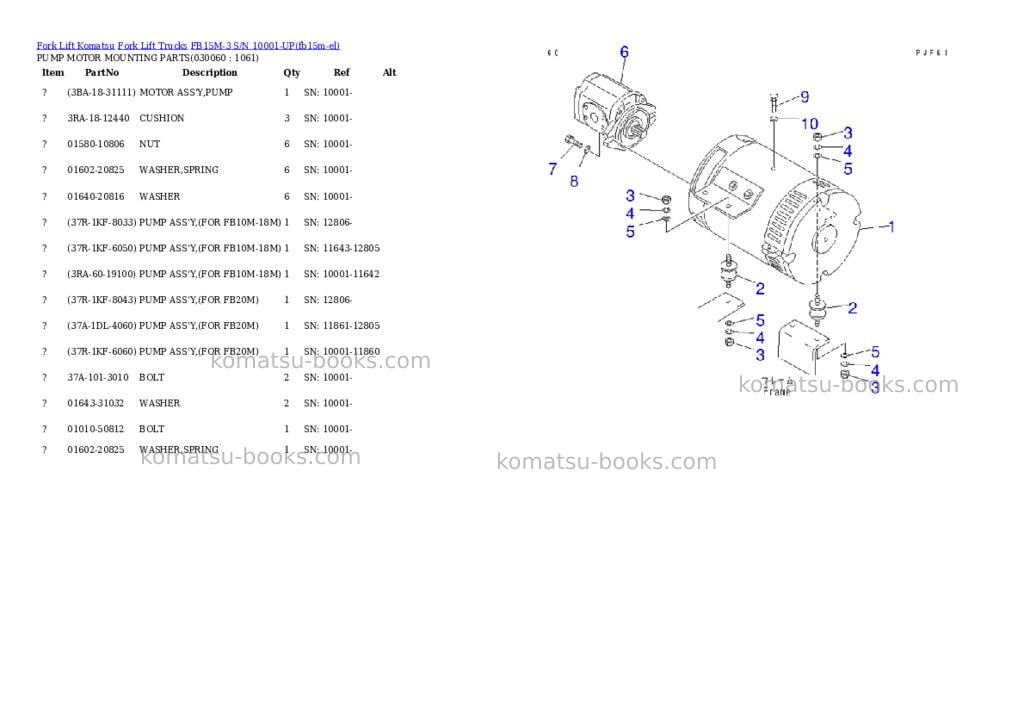 Komatsu fb15m-3 s/n 10001-up Parts catalog cover Page 5 Komatsu fb15m-3 s/n 10001-up Parts catalog cover Page 5