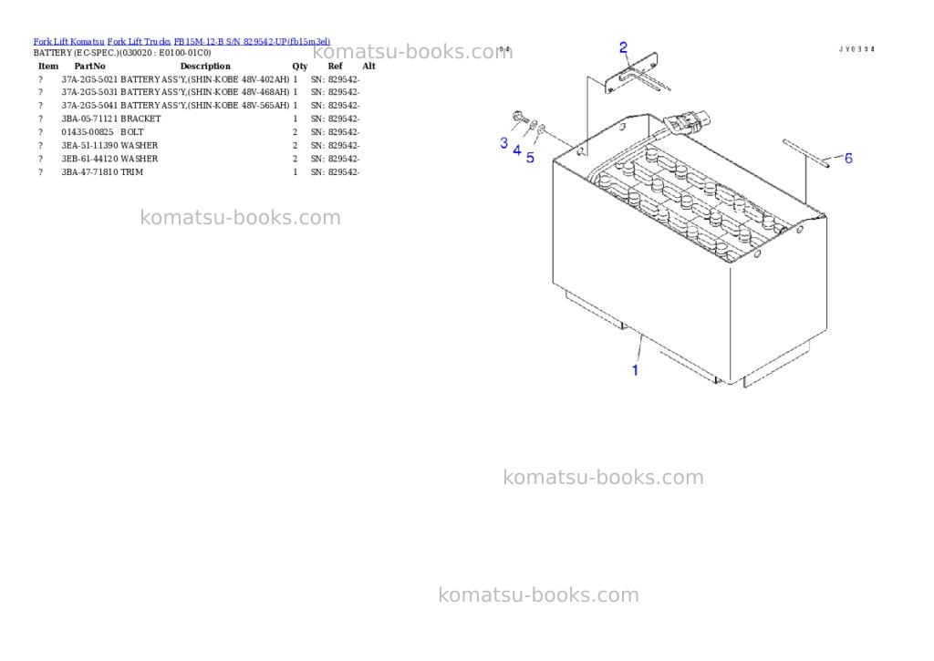 Komatsu FB15M-12-B S/N 829542-UP Parts catalog cover Komatsu FB15M-12-B S/N 829542-UP Parts catalog cover
