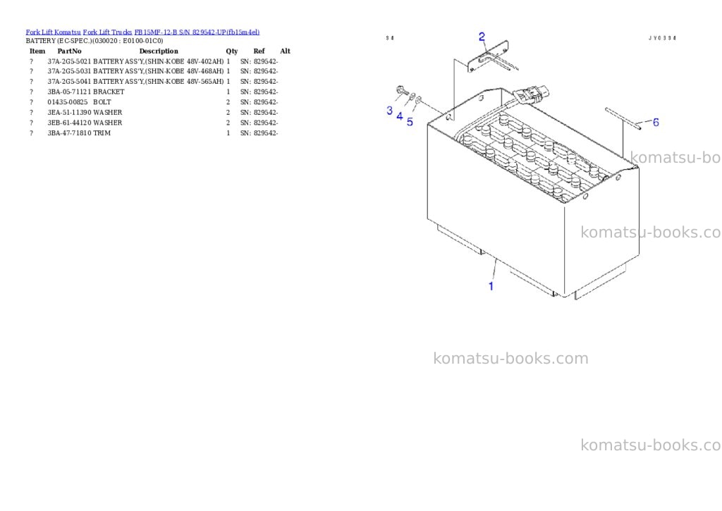 Komatsu FB15MF-12-B S/N 829542-UP Parts catalog cover Komatsu FB15MF-12-B S/N 829542-UP Parts catalog cover