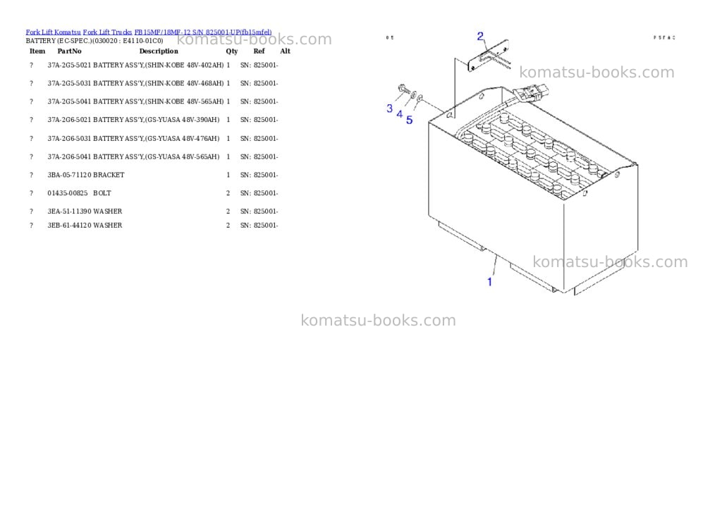 Komatsu fb15mf/18mf-12 s/n 825001-up Parts catalog cover Komatsu fb15mf/18mf-12 s/n 825001-up Parts catalog cover