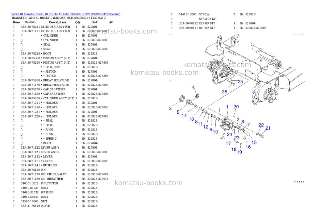 Komatsu FB15MU/18MU-12 S/N 826828-UP Parts catalog cover Page 2 Komatsu FB15MU/18MU-12 S/N 826828-UP Parts catalog cover Page 2