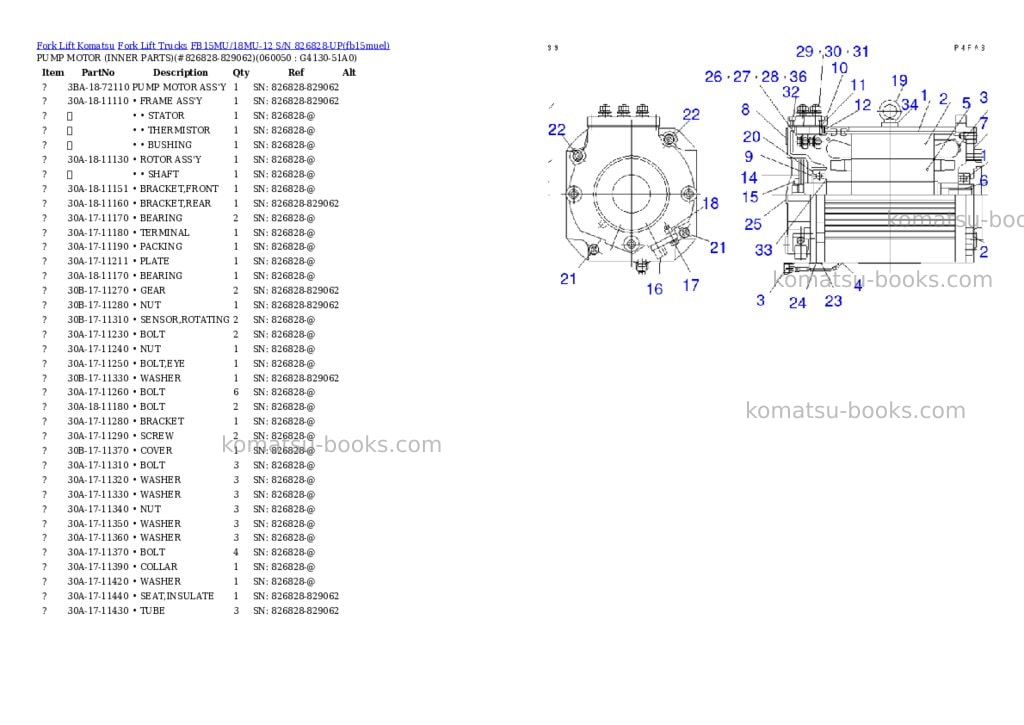 Komatsu FB15MU/18MU-12 S/N 826828-UP Parts catalog cover Page 9 Komatsu FB15MU/18MU-12 S/N 826828-UP Parts catalog cover Page 9