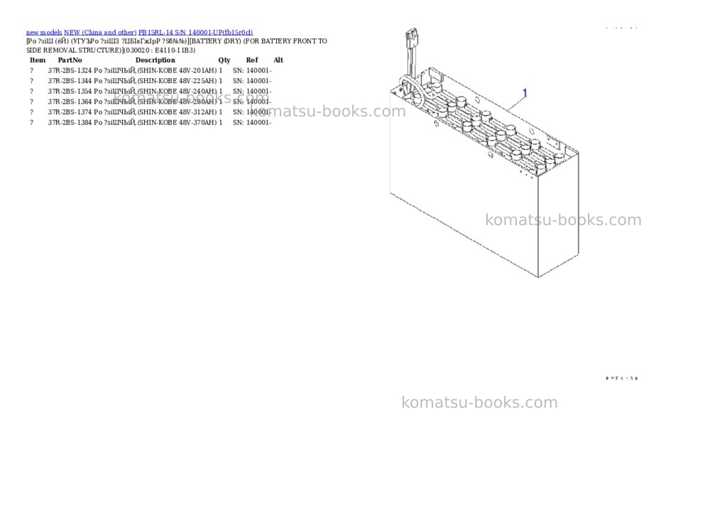 Komatsu fb15rl-14 s/n 140001-up Parts catalog cover Komatsu fb15rl-14 s/n 140001-up Parts catalog cover
