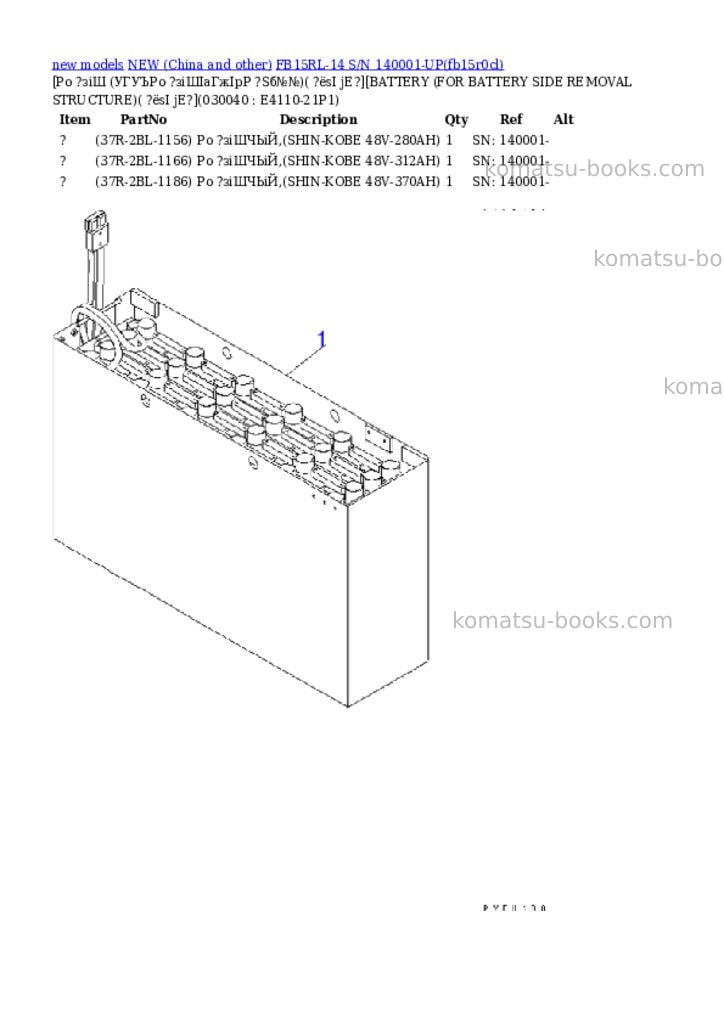 Komatsu fb15rl-14 s/n 140001-up Parts catalog cover Page 3 Komatsu fb15rl-14 s/n 140001-up Parts catalog cover Page 3