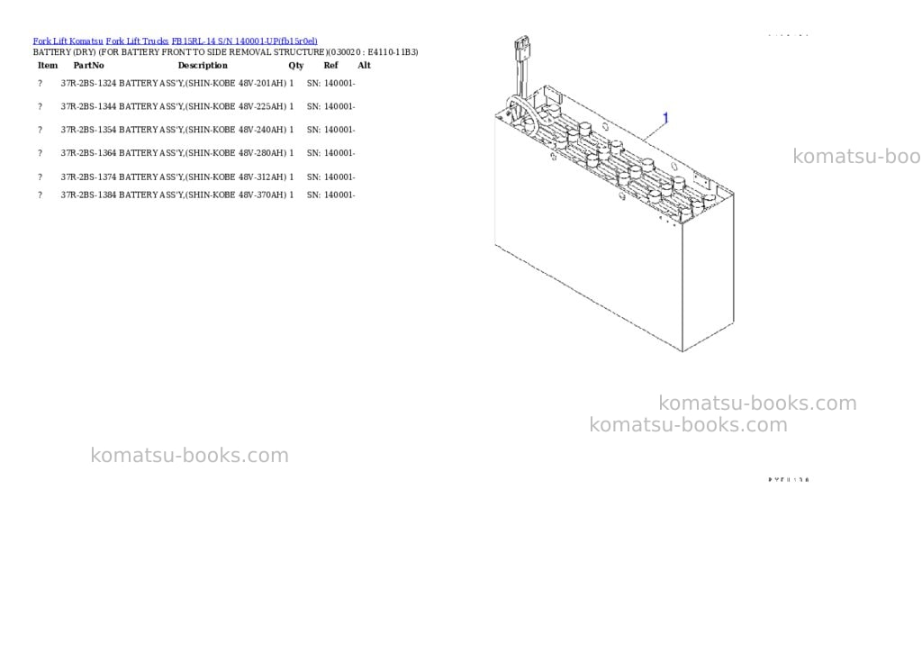 Komatsu FB15RL-14 S/N 140001-UP Parts catalog cover Komatsu FB15RL-14 S/N 140001-UP Parts catalog cover
