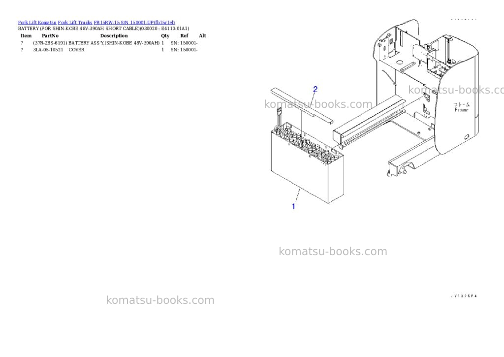 Komatsu FB15RW-15 S/N 150001-UP Parts catalog cover