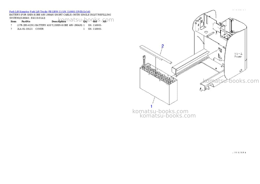 Komatsu FB15RW-15 S/N 150001-UP Parts catalog cover Page 3