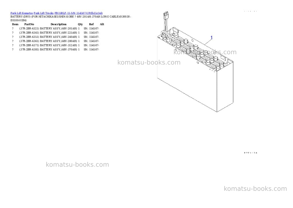 Komatsu FB15RLF-15 S/N 154507-UP Parts catalog cover Page 2 Komatsu FB15RLF-15 S/N 154507-UP Parts catalog cover Page 2