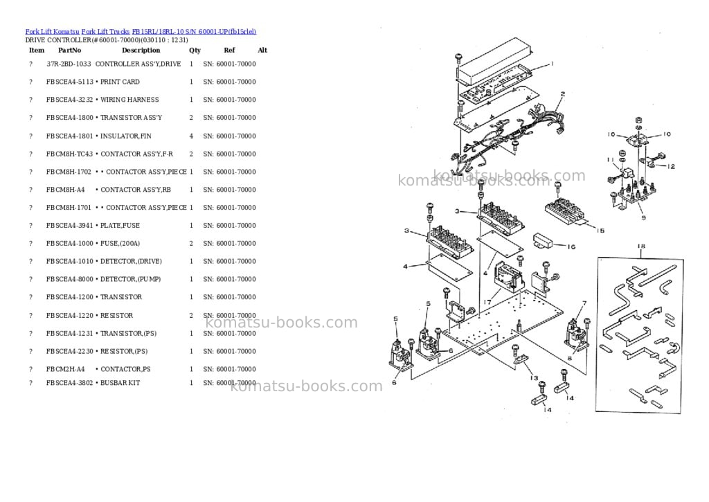 Komatsu fb15rl/18rl-10 s/n 60001-up Parts catalog cover Page 10