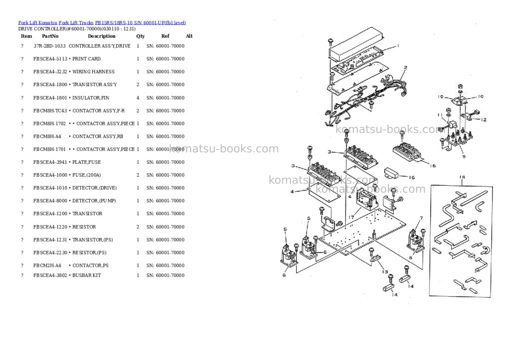 Komatsu fb15rs/18rs-10 s/n 60001-up Parts catalog cover Page 10