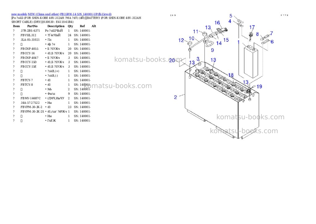 Komatsu fb15rw-14 s/n 140001-up Parts catalog cover Page 2 Komatsu fb15rw-14 s/n 140001-up Parts catalog cover Page 2