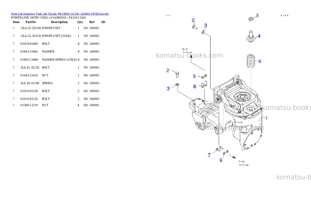 Komatsu FB15RW-14 S/N 140001-UP Parts catalog cover Page 10 Komatsu FB15RW-14 S/N 140001-UP Parts catalog cover Page 10