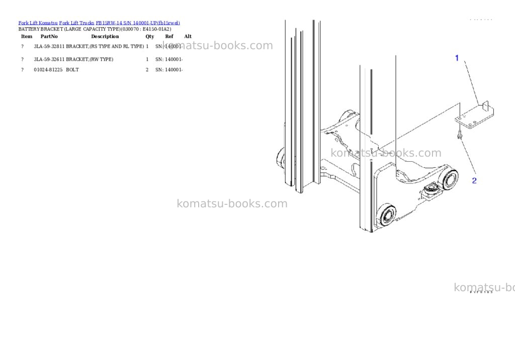 Komatsu FB15RW-14 S/N 140001-UP Parts catalog cover Page 7 Komatsu FB15RW-14 S/N 140001-UP Parts catalog cover Page 7