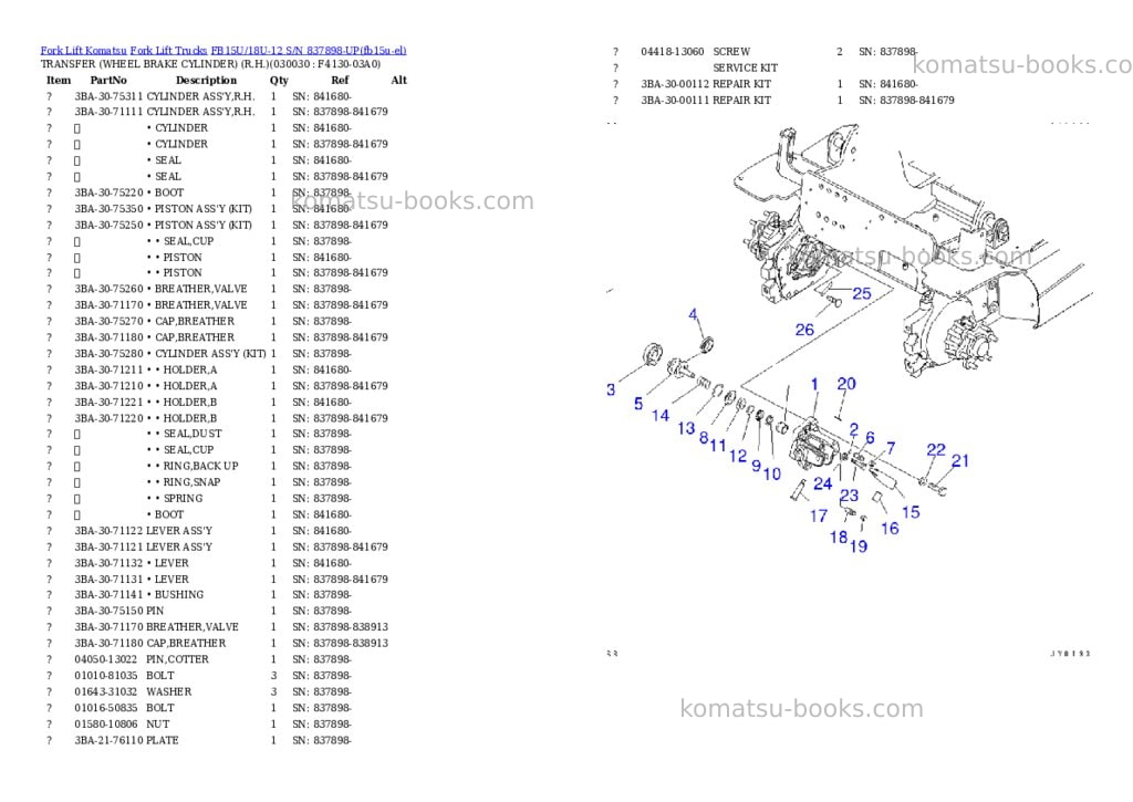 Komatsu FB15U/18U-12 S/N 837898-UP Parts catalog cover Page 2
