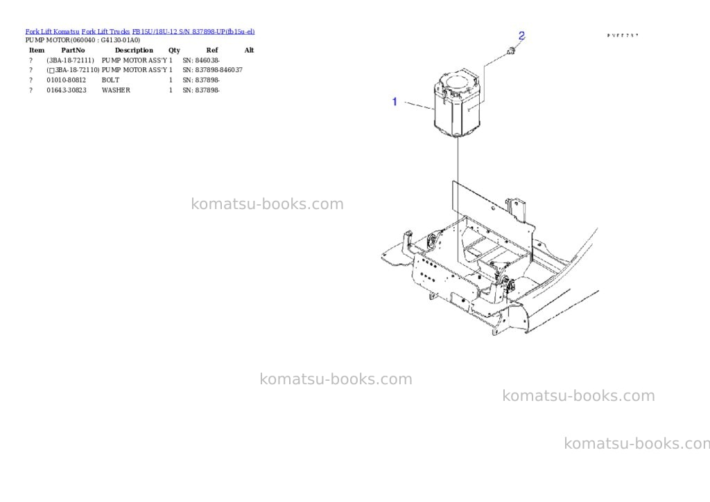Komatsu FB15U/18U-12 S/N 837898-UP Parts catalog cover Page 8