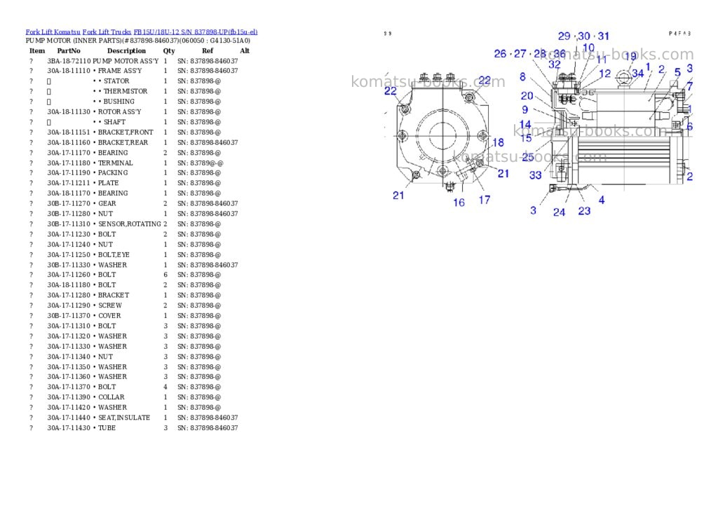 Komatsu FB15U/18U-12 S/N 837898-UP Parts catalog cover Page 9