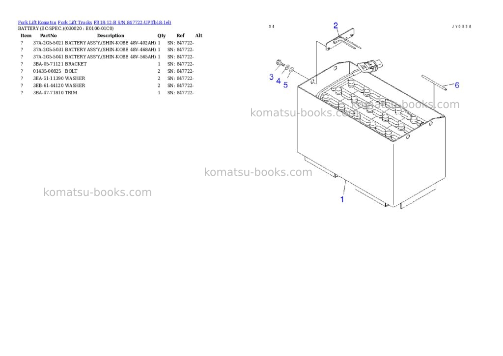 Komatsu FB18-12-B S/N 847722-UP Parts catalog cover Komatsu FB18-12-B S/N 847722-UP Parts catalog cover