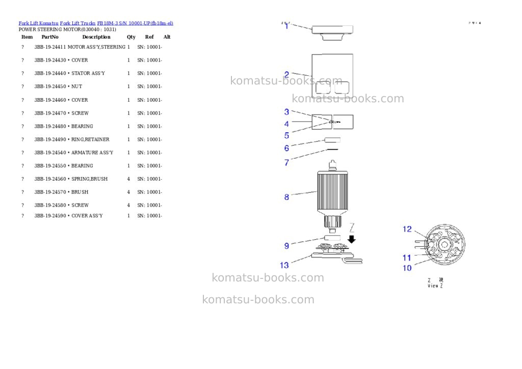 Komatsu fb18m-3 s/n 10001-up Parts catalog cover Page 3 Komatsu fb18m-3 s/n 10001-up Parts catalog cover Page 3