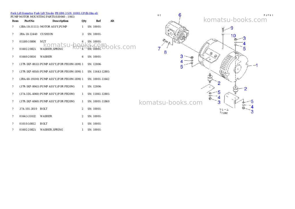 Komatsu fb18m-3 s/n 10001-up Parts catalog cover Page 5 Komatsu fb18m-3 s/n 10001-up Parts catalog cover Page 5