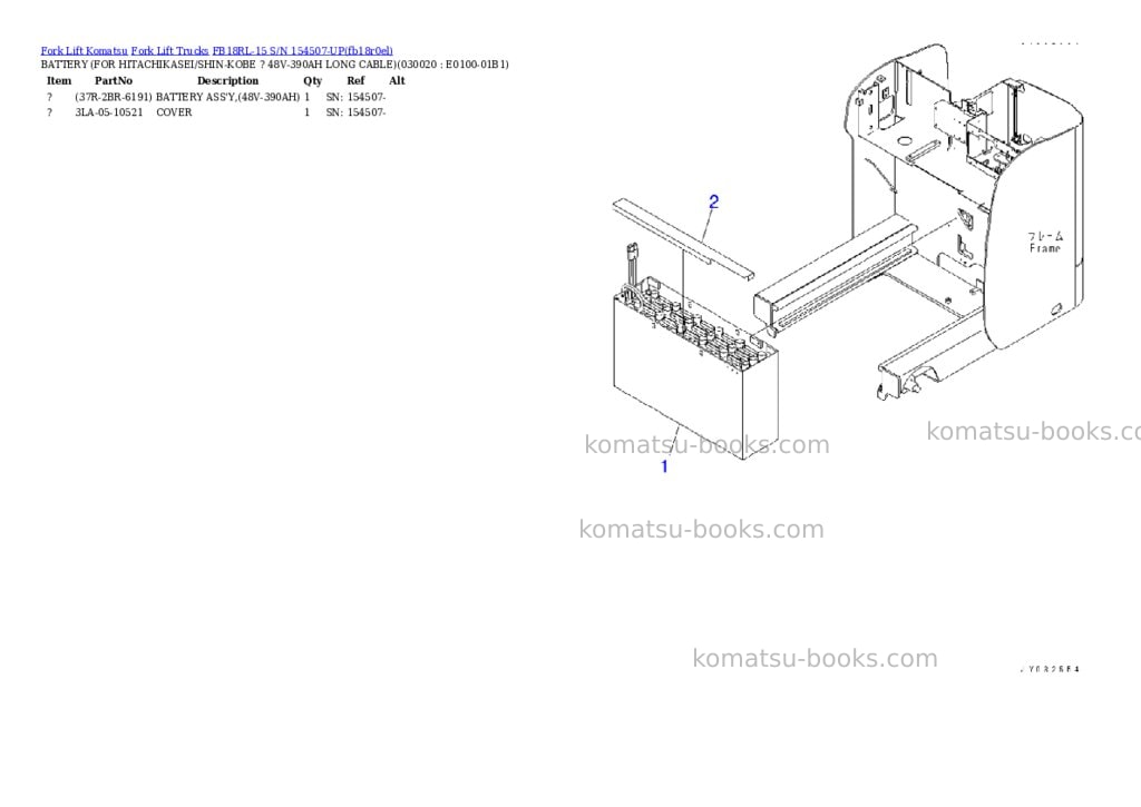 Komatsu FB18RL-15 S/N 154507-UP Parts catalog cover