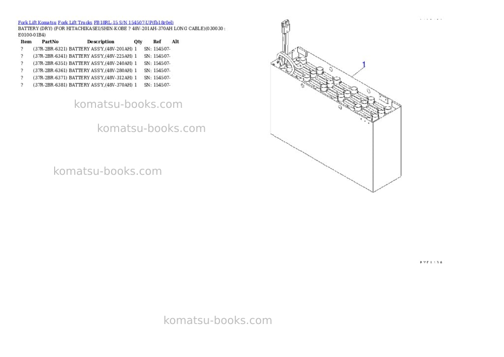 Komatsu FB18RL-15 S/N 154507-UP Parts catalog cover Page 2