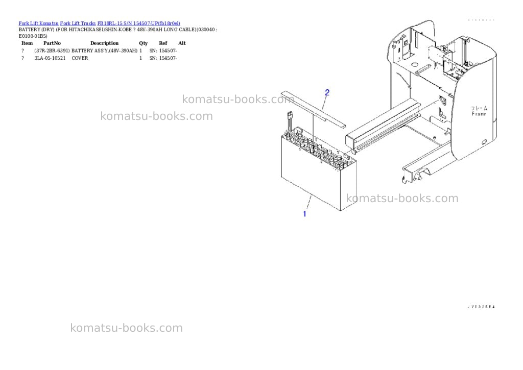Komatsu FB18RL-15 S/N 154507-UP Parts catalog cover Page 3