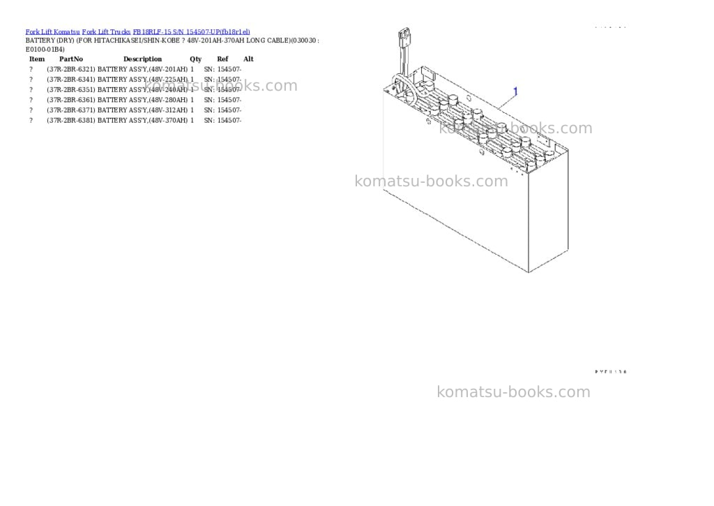 Komatsu FB18RLF-15 S/N 154507-UP Parts catalog cover Page 2 Komatsu FB18RLF-15 S/N 154507-UP Parts catalog cover Page 2