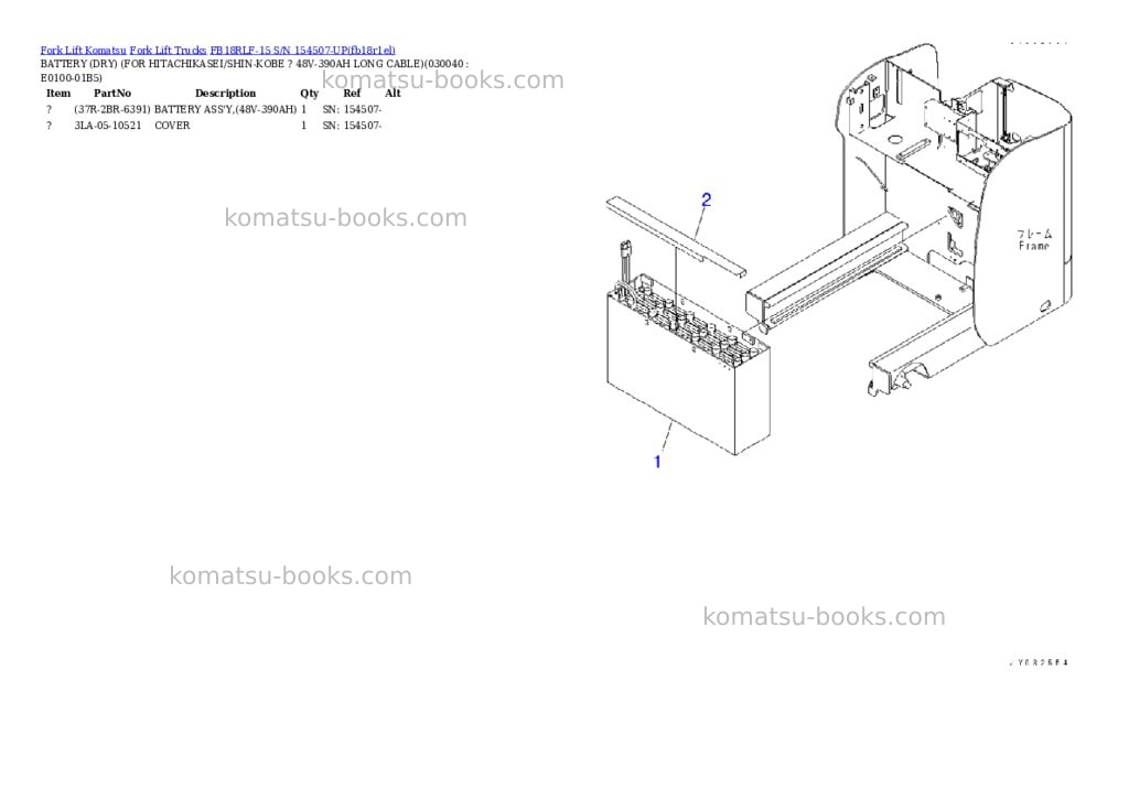 Komatsu FB18RLF-15 S/N 154507-UP Parts catalog cover Page 3 Komatsu FB18RLF-15 S/N 154507-UP Parts catalog cover Page 3