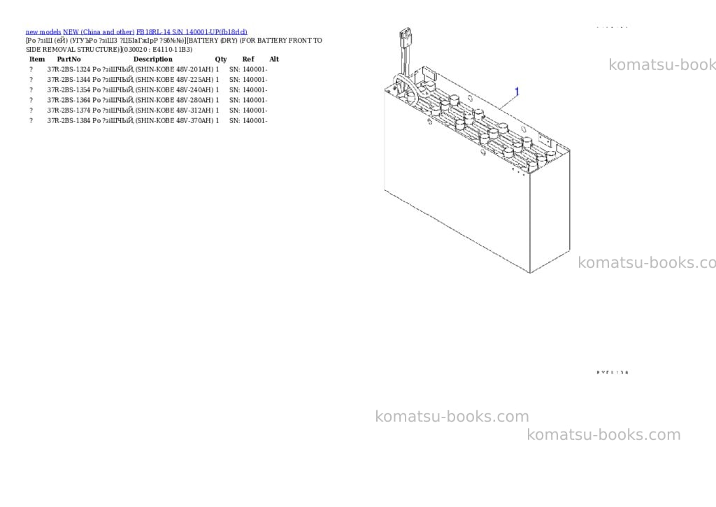Komatsu fb18rl-14 s/n 140001-up Parts catalog cover Komatsu fb18rl-14 s/n 140001-up Parts catalog cover
