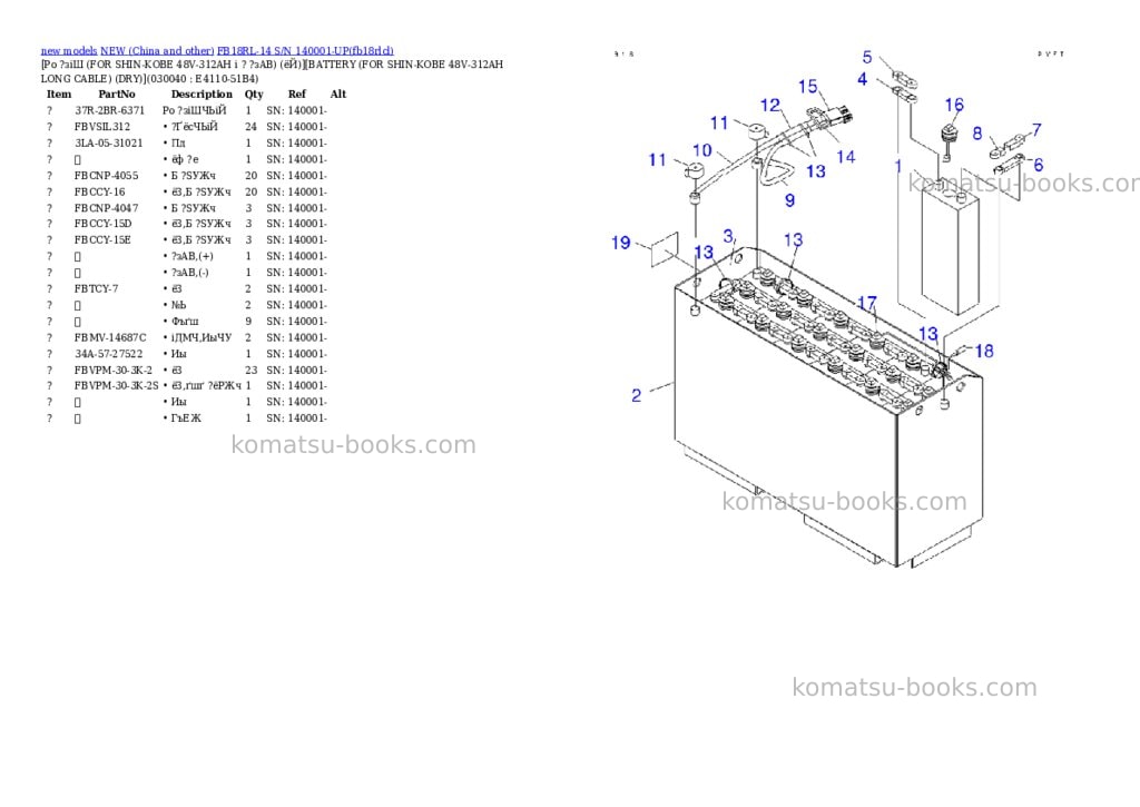 Komatsu fb18rl-14 s/n 140001-up Parts catalog cover Page 3 Komatsu fb18rl-14 s/n 140001-up Parts catalog cover Page 3