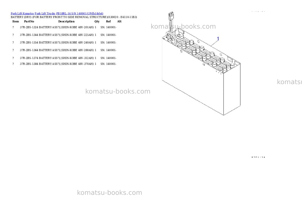 Komatsu FB18RL-14 S/N 140001-UP Parts catalog cover Komatsu FB18RL-14 S/N 140001-UP Parts catalog cover