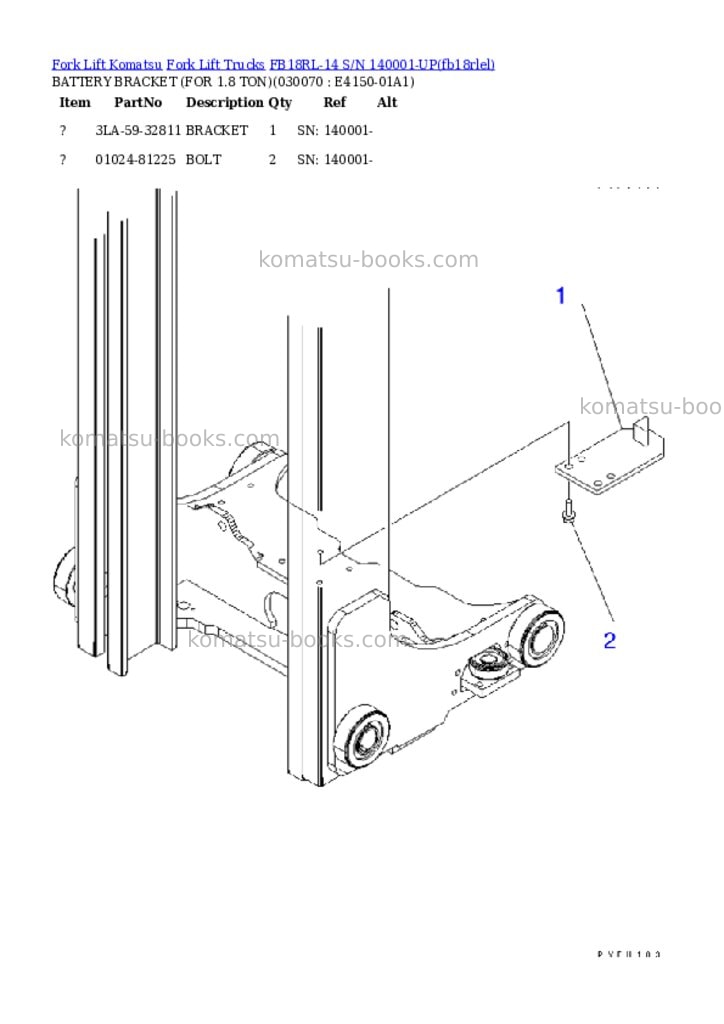 Komatsu FB18RL-14 S/N 140001-UP Parts catalog cover Page 6 Komatsu FB18RL-14 S/N 140001-UP Parts catalog cover Page 6