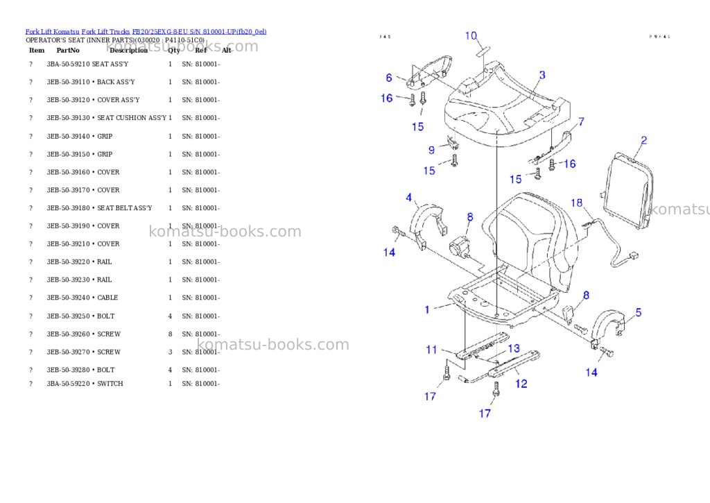 Komatsu fb20/25exg-8-eu s/n 810001-up Parts catalog cover