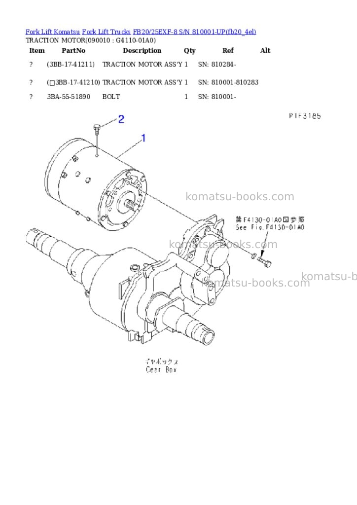 Komatsu fb20/25exf-8 s/n 810001-up Parts catalog cover Page 3 Komatsu fb20/25exf-8 s/n 810001-up Parts catalog cover Page 3