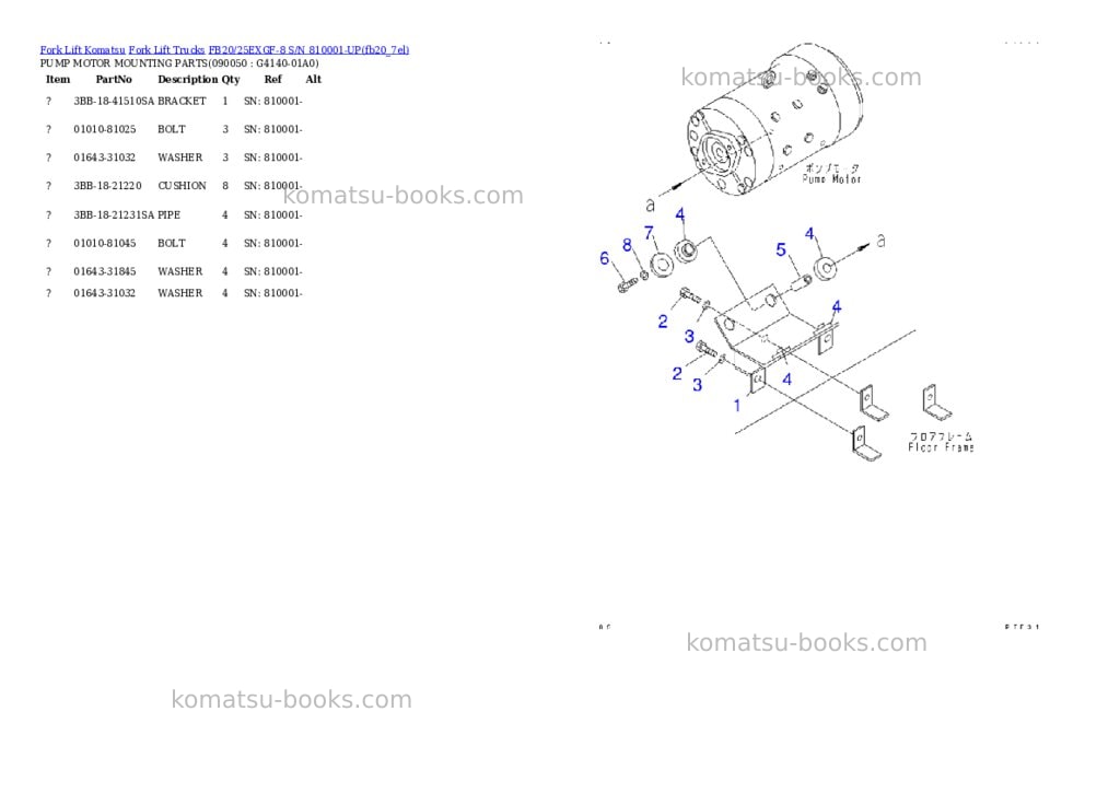 Komatsu fb20/25exgf-8 s/n 810001-up Parts catalog cover Page 7 Komatsu fb20/25exgf-8 s/n 810001-up Parts catalog cover Page 7