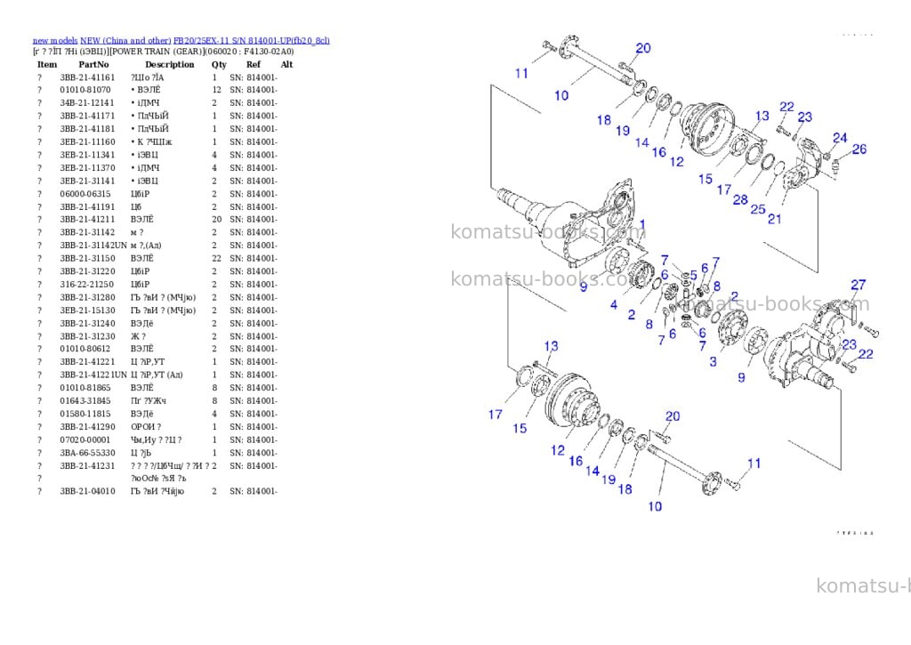 Komatsu fb20/25ex-11 s/n 814001-up Parts catalog cover Page 2